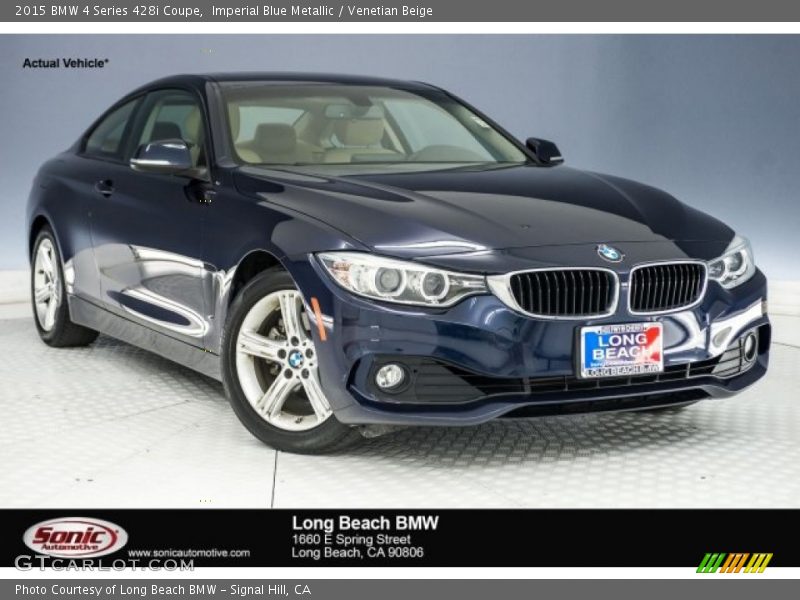 Imperial Blue Metallic / Venetian Beige 2015 BMW 4 Series 428i Coupe