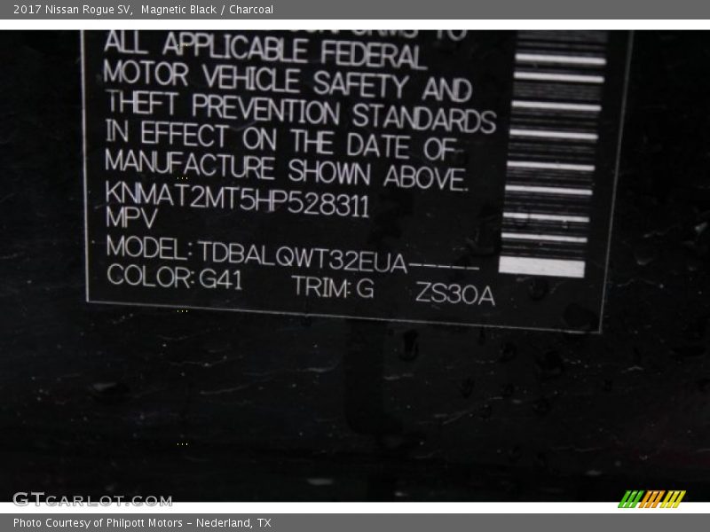 Magnetic Black / Charcoal 2017 Nissan Rogue SV