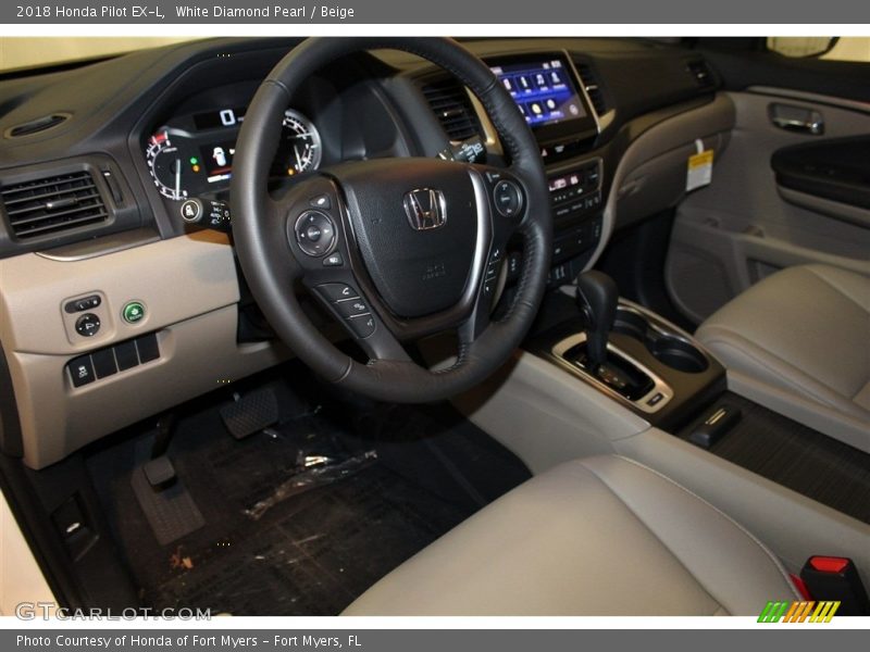 White Diamond Pearl / Beige 2018 Honda Pilot EX-L