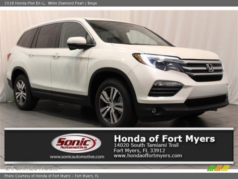 White Diamond Pearl / Beige 2018 Honda Pilot EX-L