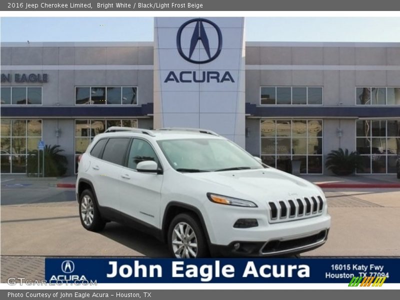 Bright White / Black/Light Frost Beige 2016 Jeep Cherokee Limited