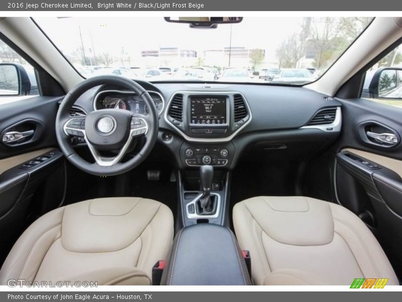Bright White / Black/Light Frost Beige 2016 Jeep Cherokee Limited