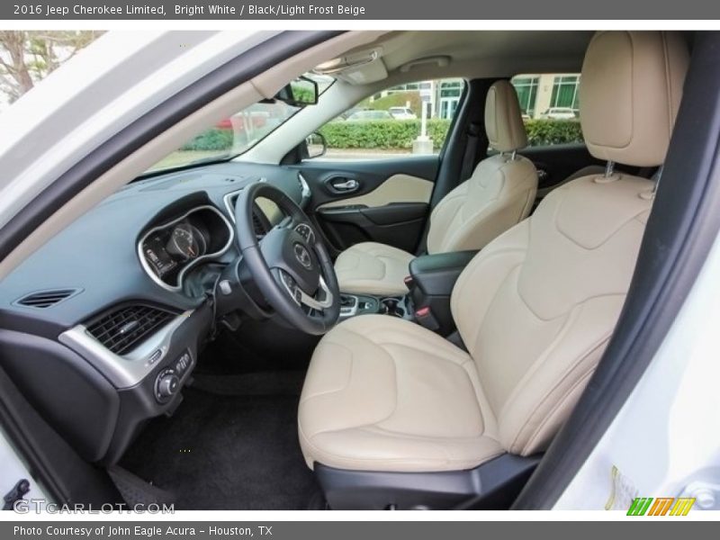 Bright White / Black/Light Frost Beige 2016 Jeep Cherokee Limited