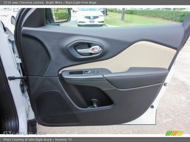 Bright White / Black/Light Frost Beige 2016 Jeep Cherokee Limited