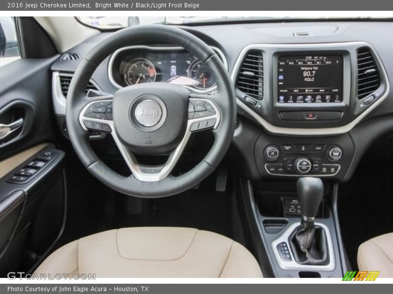 Bright White / Black/Light Frost Beige 2016 Jeep Cherokee Limited