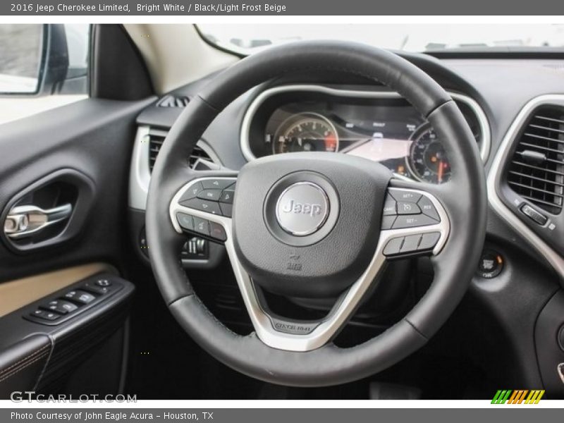Bright White / Black/Light Frost Beige 2016 Jeep Cherokee Limited