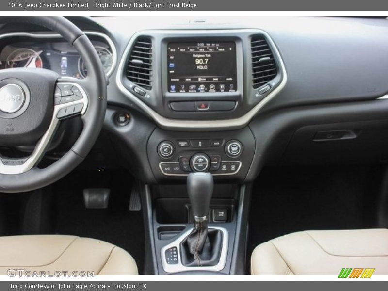 Bright White / Black/Light Frost Beige 2016 Jeep Cherokee Limited