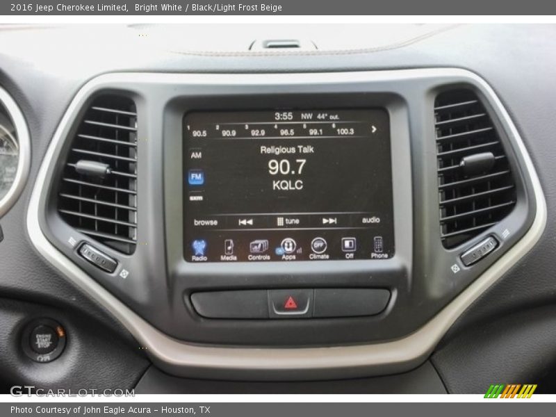 Bright White / Black/Light Frost Beige 2016 Jeep Cherokee Limited