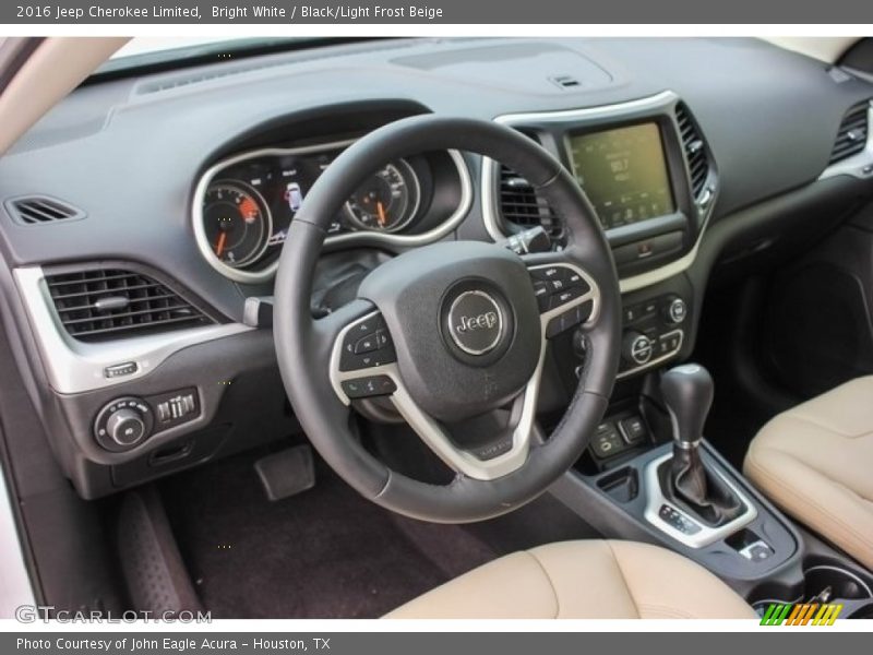 Bright White / Black/Light Frost Beige 2016 Jeep Cherokee Limited