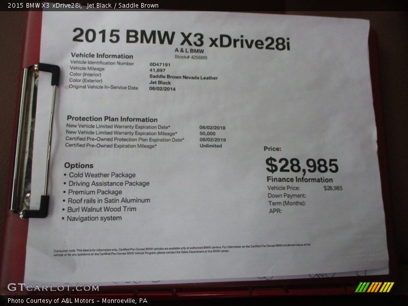 Jet Black / Saddle Brown 2015 BMW X3 xDrive28i