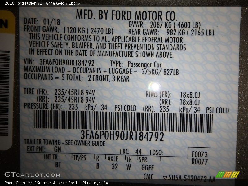 White Gold / Ebony 2018 Ford Fusion SE