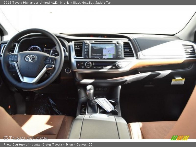 Midnight Black Metallic / Saddle Tan 2018 Toyota Highlander Limited AWD