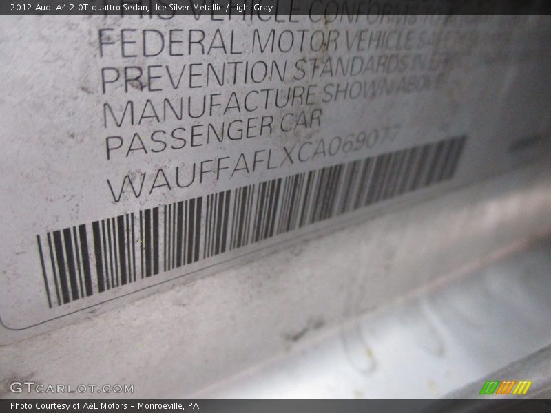 Ice Silver Metallic / Light Gray 2012 Audi A4 2.0T quattro Sedan