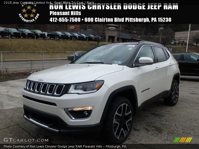 Pearl White Tri–Coat / Black 2018 Jeep Compass Limited 4x4
