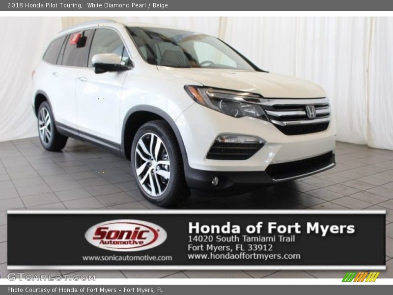 White Diamond Pearl / Beige 2018 Honda Pilot Touring