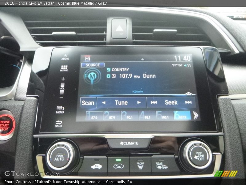 Cosmic Blue Metallic / Gray 2018 Honda Civic EX Sedan