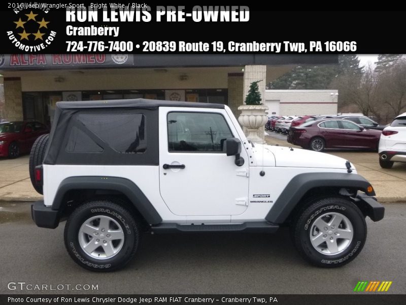 Bright White / Black 2016 Jeep Wrangler Sport