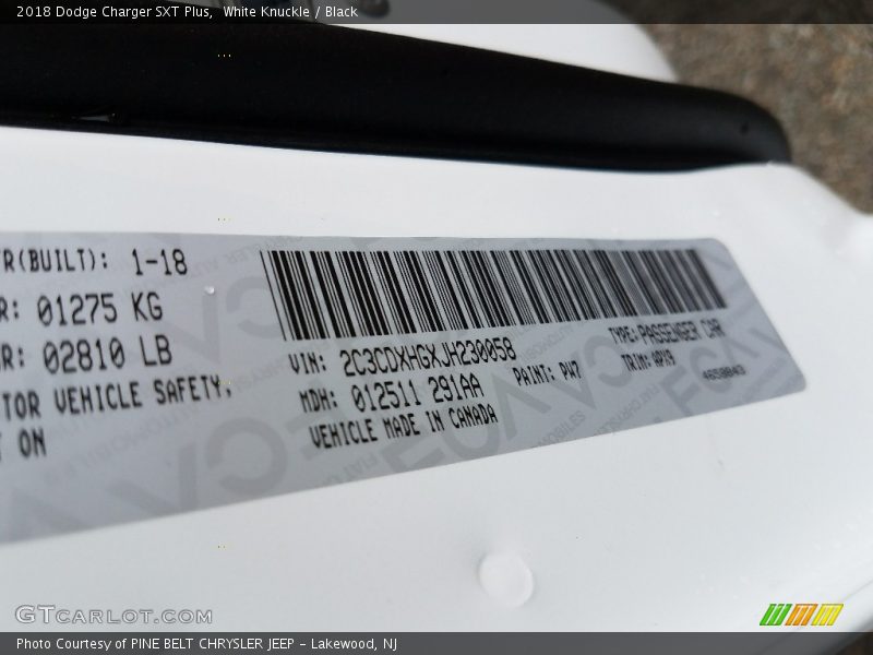 White Knuckle / Black 2018 Dodge Charger SXT Plus