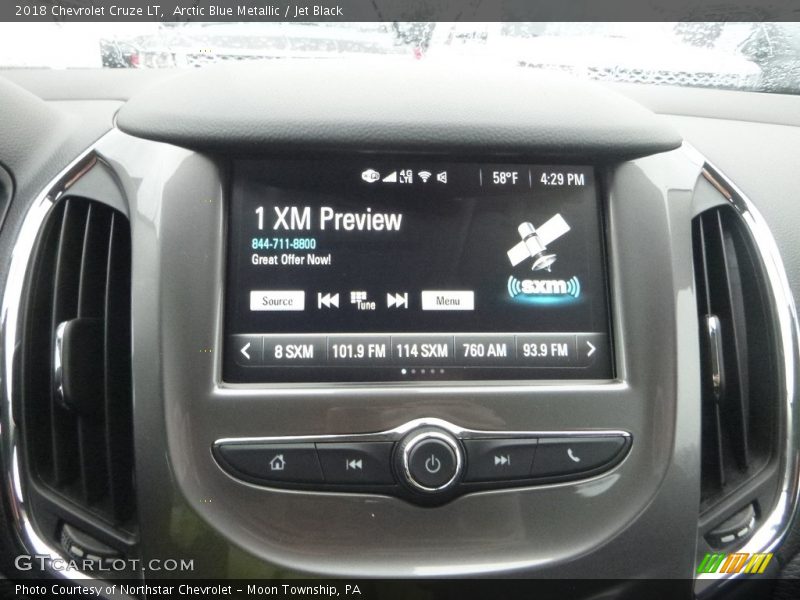 Arctic Blue Metallic / Jet Black 2018 Chevrolet Cruze LT