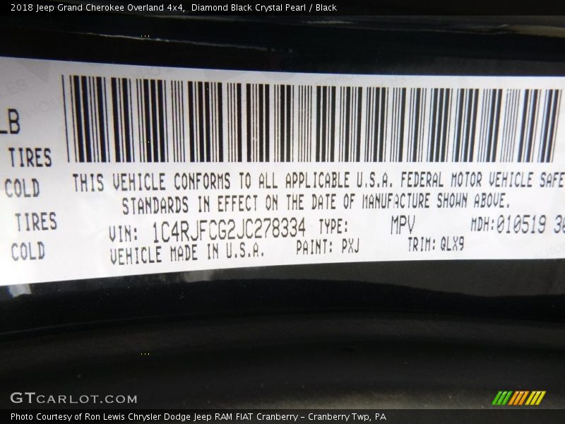 Diamond Black Crystal Pearl / Black 2018 Jeep Grand Cherokee Overland 4x4