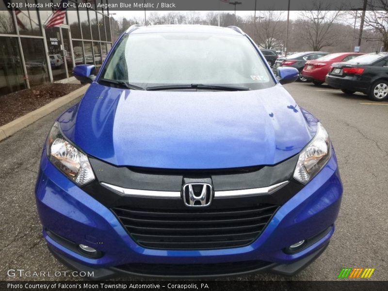 Aegean Blue Metallic / Black 2018 Honda HR-V EX-L AWD
