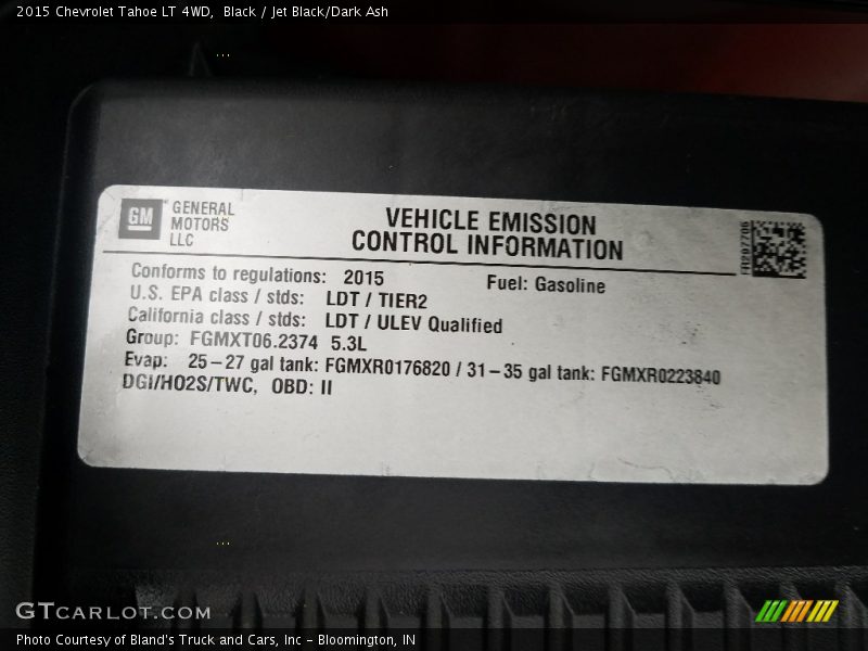 Black / Jet Black/Dark Ash 2015 Chevrolet Tahoe LT 4WD