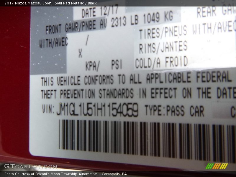 Soul Red Metallic / Black 2017 Mazda Mazda6 Sport
