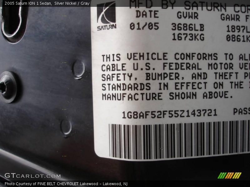 Silver Nickel / Gray 2005 Saturn ION 1 Sedan