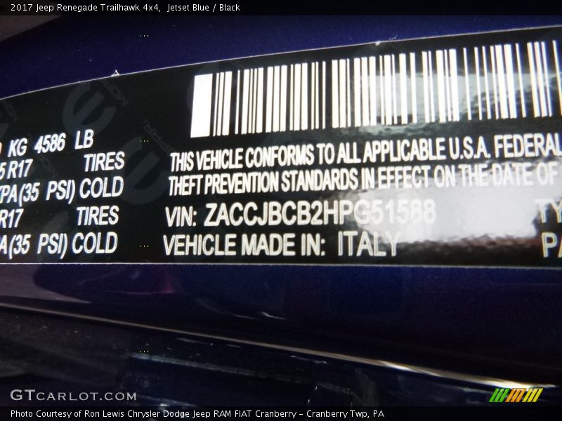 Jetset Blue / Black 2017 Jeep Renegade Trailhawk 4x4