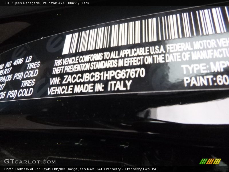 Black / Black 2017 Jeep Renegade Trailhawk 4x4
