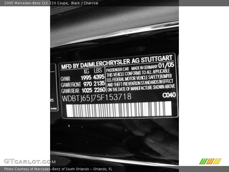 Black / Charcoal 2005 Mercedes-Benz CLK 320 Coupe