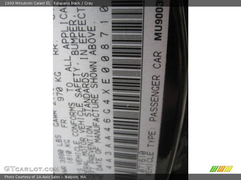 Kalapana Black / Gray 1999 Mitsubishi Galant ES
