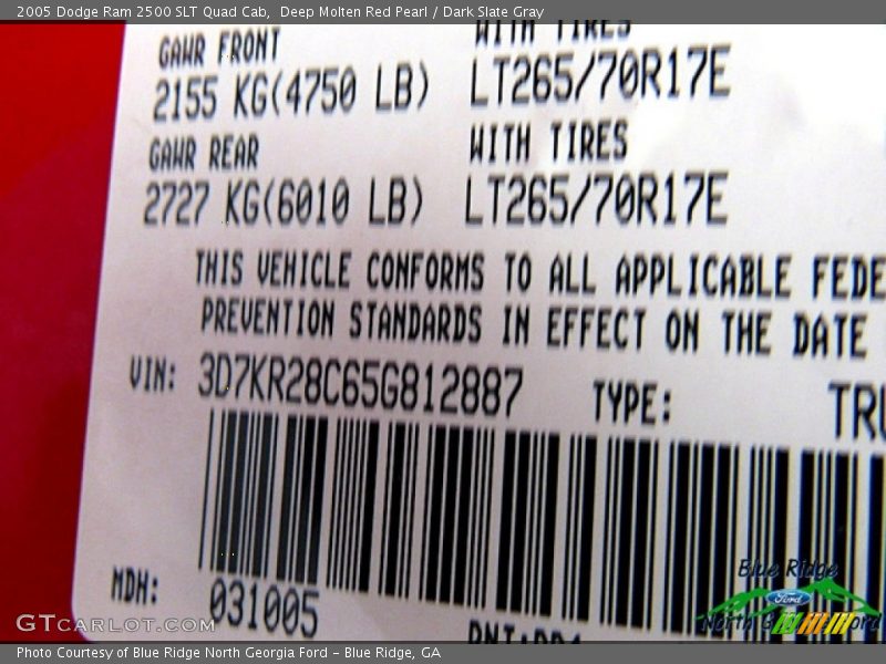 Deep Molten Red Pearl / Dark Slate Gray 2005 Dodge Ram 2500 SLT Quad Cab