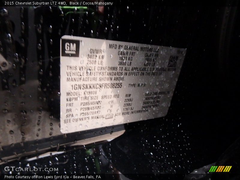 Black / Cocoa/Mahogany 2015 Chevrolet Suburban LTZ 4WD