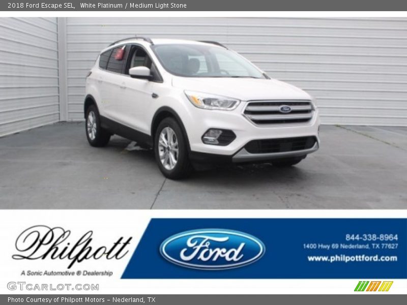 White Platinum / Medium Light Stone 2018 Ford Escape SEL