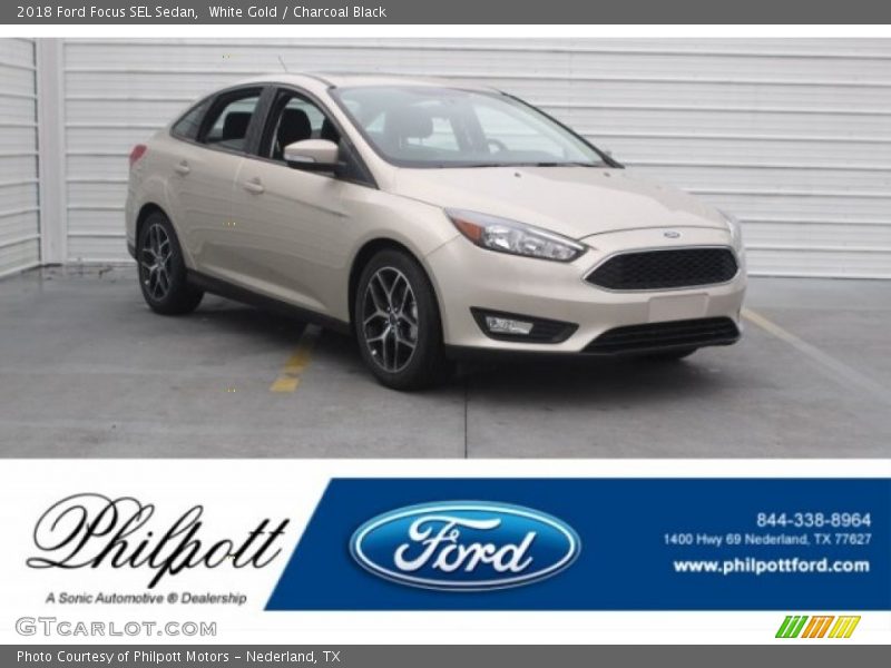 White Gold / Charcoal Black 2018 Ford Focus SEL Sedan