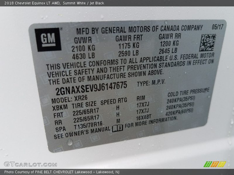 Summit White / Jet Black 2018 Chevrolet Equinox LT AWD