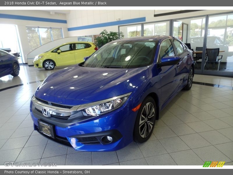 Aegean Blue Metallic / Black 2018 Honda Civic EX-T Sedan
