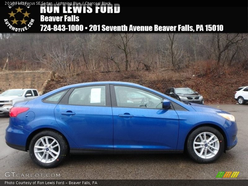 Lightning Blue / Charcoal Black 2018 Ford Focus SE Sedan