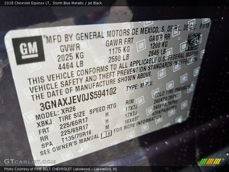 Storm Blue Metallic / Jet Black 2018 Chevrolet Equinox LT