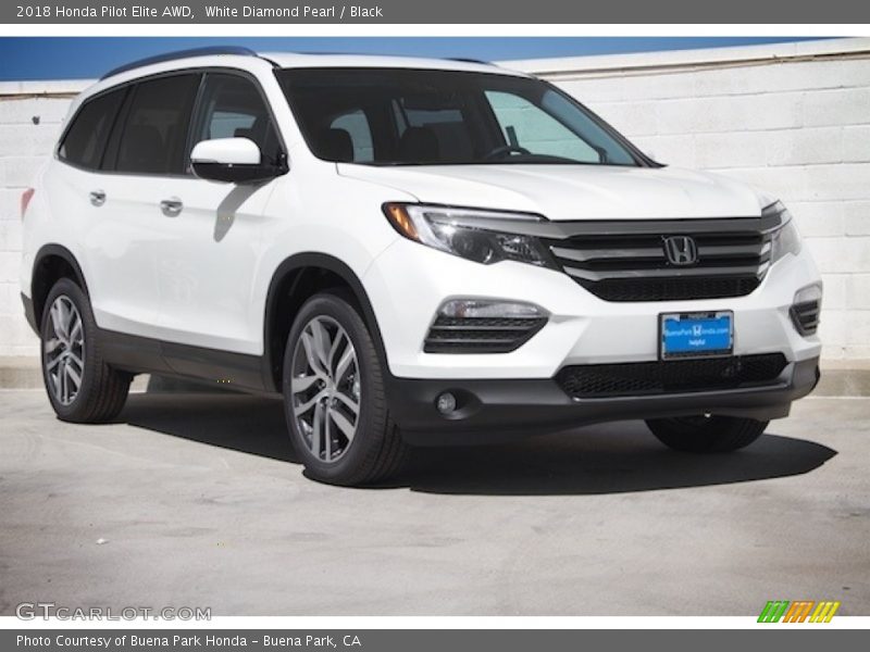 White Diamond Pearl / Black 2018 Honda Pilot Elite AWD