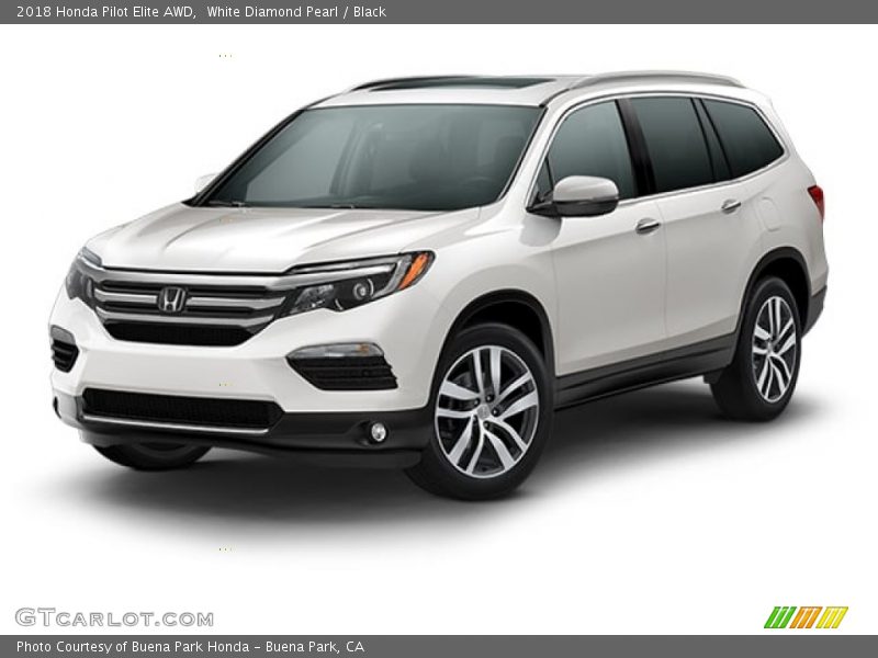 White Diamond Pearl / Black 2018 Honda Pilot Elite AWD