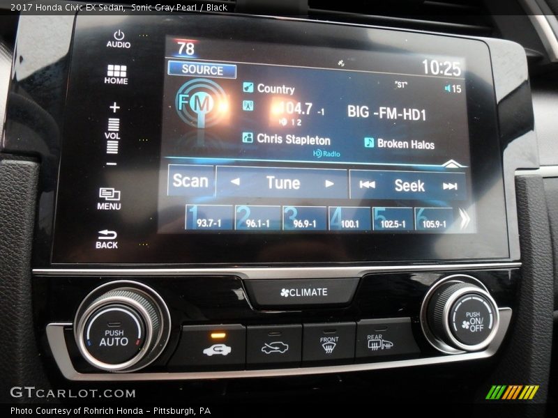 Sonic Gray Pearl / Black 2017 Honda Civic EX Sedan