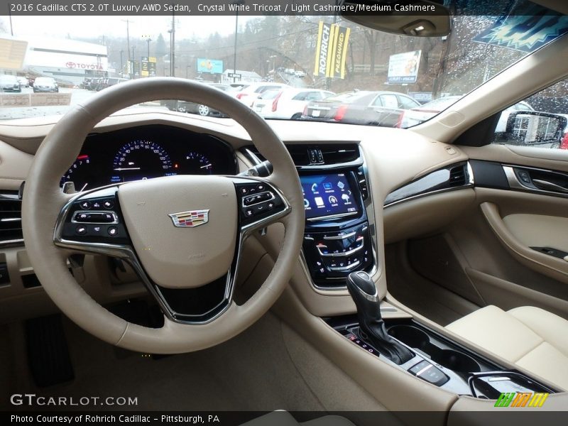 Crystal White Tricoat / Light Cashmere/Medium Cashmere 2016 Cadillac CTS 2.0T Luxury AWD Sedan