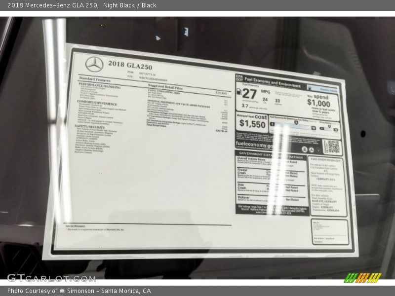 Night Black / Black 2018 Mercedes-Benz GLA 250