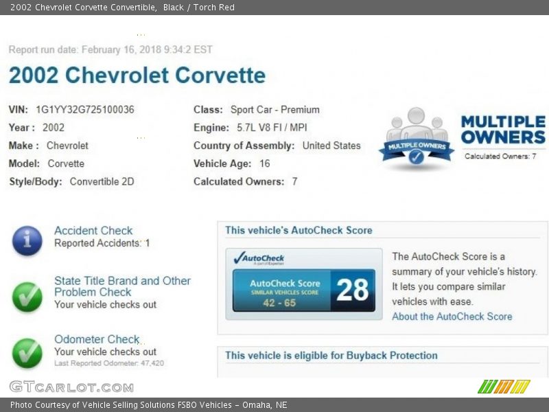 Black / Torch Red 2002 Chevrolet Corvette Convertible