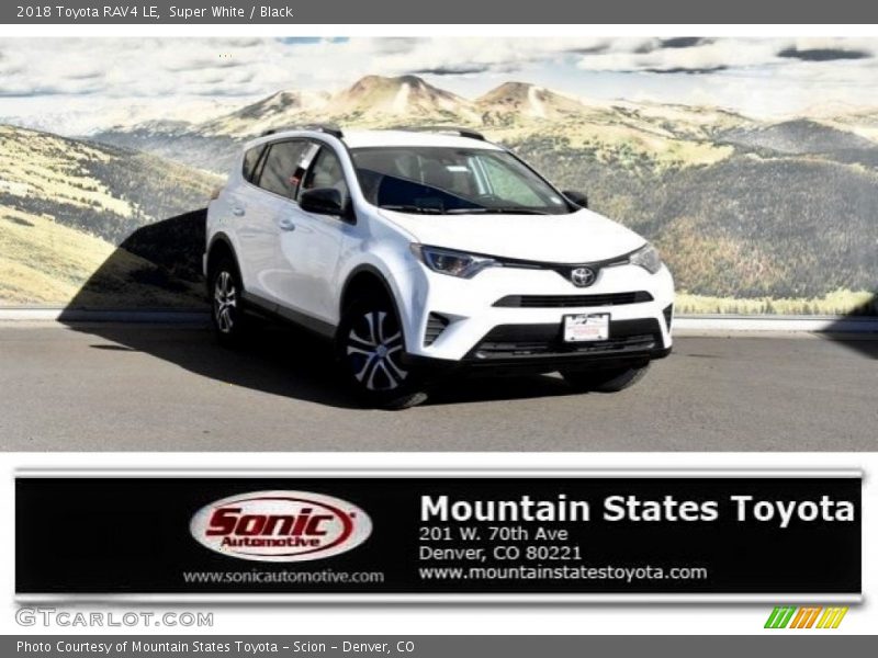 Super White / Black 2018 Toyota RAV4 LE