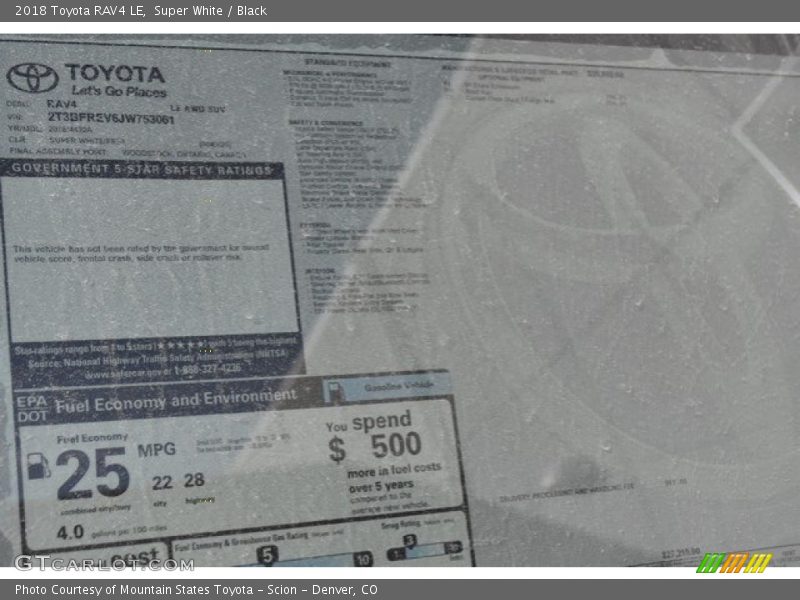 Super White / Black 2018 Toyota RAV4 LE