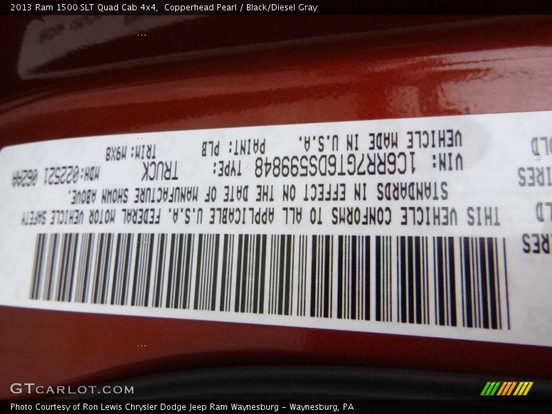 Copperhead Pearl / Black/Diesel Gray 2013 Ram 1500 SLT Quad Cab 4x4