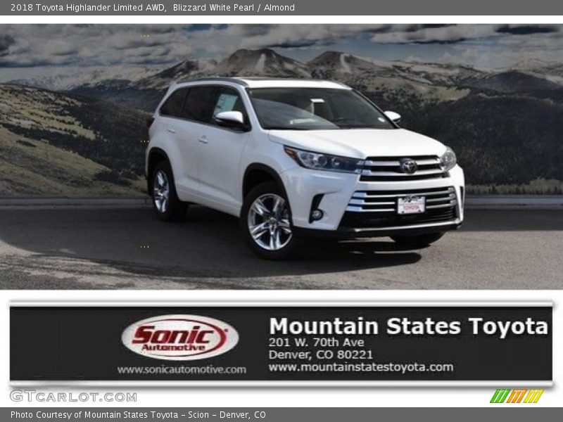 Blizzard White Pearl / Almond 2018 Toyota Highlander Limited AWD